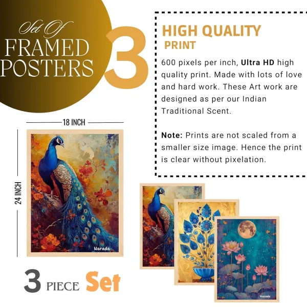 Wall Paintings for Wall Dacoration Large Framed Wall Paintings Set of Three for Living Room