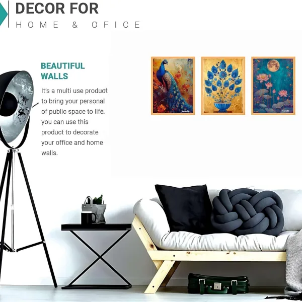 Wall Paintings for Wall Dacoration Large Framed Wall Paintings Set of Three for Living Room