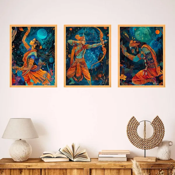 Wall Paintings for Wall Dacoration Large Framed Wall Paintings Set of Three for Living Room