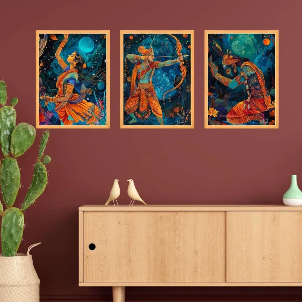 Wall Paintings for Wall Dacoration Large Framed Wall Paintings Set of Three for Living Room