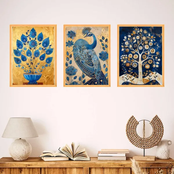 Wall Paintings for Wall Dacoration Large Framed Wall Paintings Set of Three for Living Room
