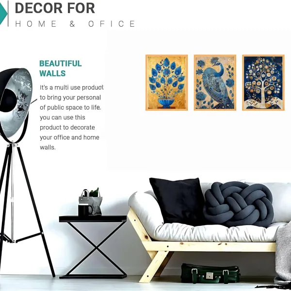 Wall Paintings for Wall Dacoration Large Framed Wall Paintings Set of Three for Living Room