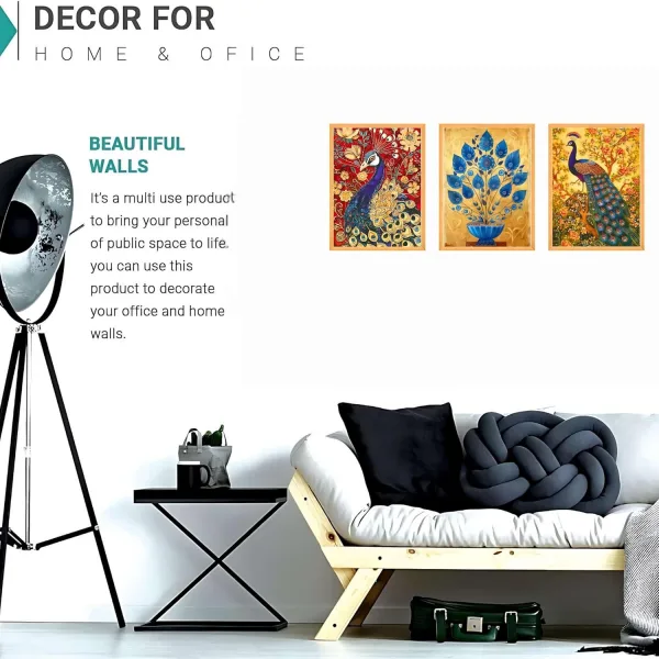 Wall Paintings for Wall Dacoration Large Framed Wall Paintings Set of Three for Living Room