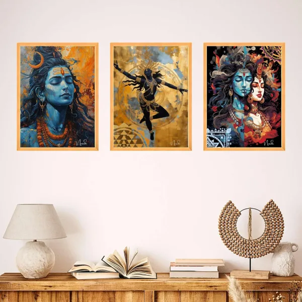 Wall Paintings for Wall Dacoration Large Framed Wall Paintings Set of Three for Living Room