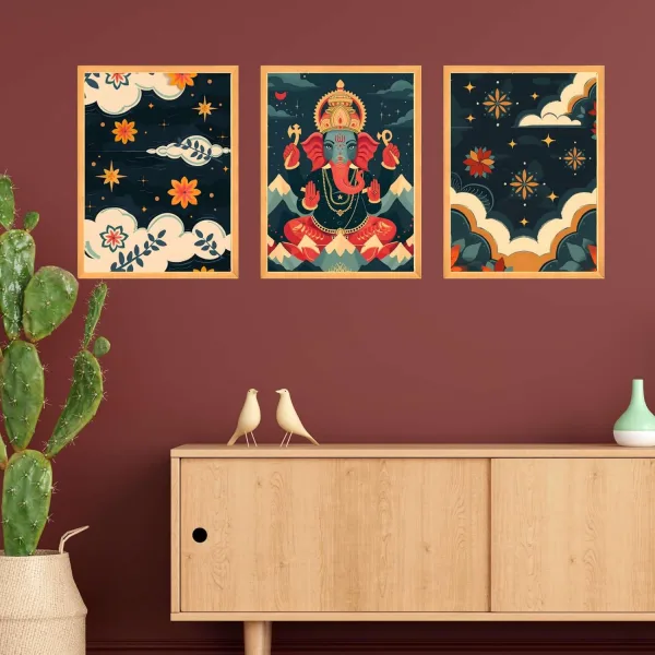 Wall Paintings for Wall Dacoration Large Framed Wall Paintings Set of Three for Living Room