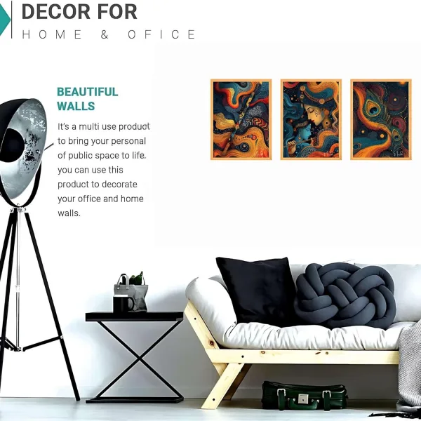 Wall Paintings for Wall Dacoration Large Framed Wall Paintings Set of Three for Living Room