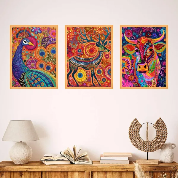 Wall Paintings for Wall Dacoration Large Framed Wall Paintings Set of Three for Living Room