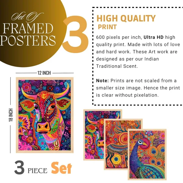 Wall Paintings for Wall Dacoration Large Framed Wall Paintings Set of Three for Living Room