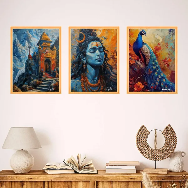Wall Paintings for Wall Dacoration Large Framed Wall Paintings Set of Three for Living Room