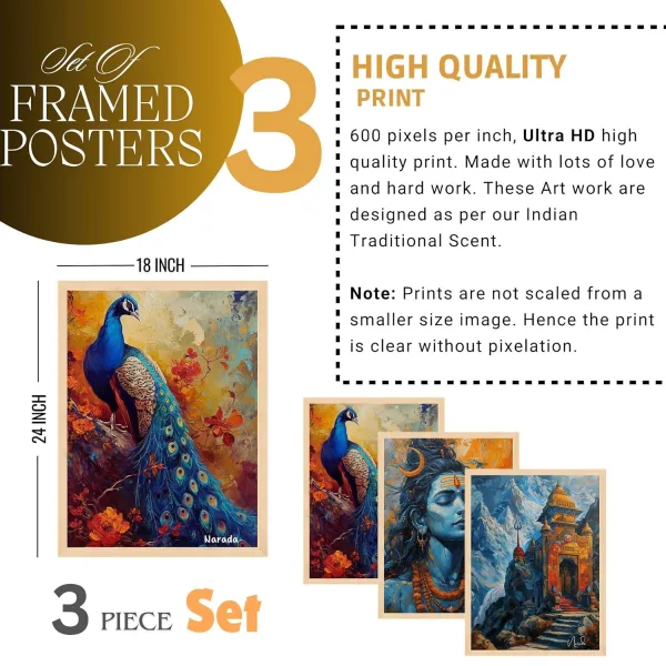 Wall Paintings for Wall Dacoration Large Framed Wall Paintings Set of Three for Living Room