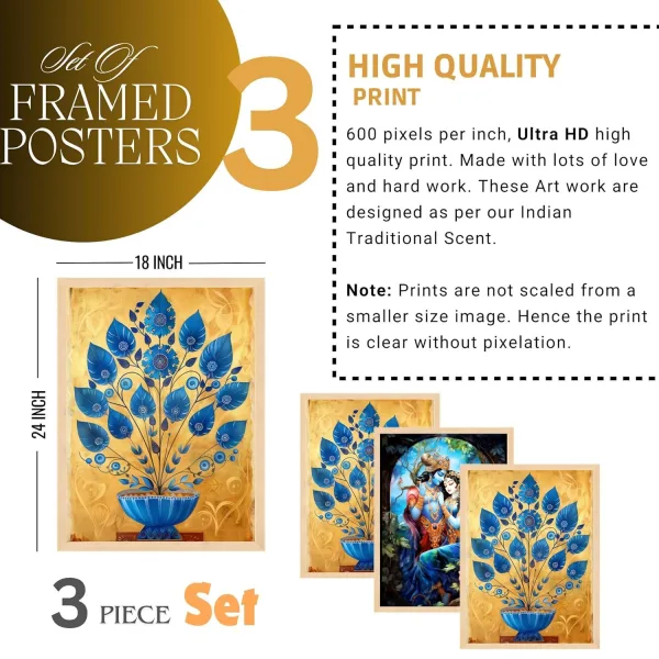 Large Framed Wall Paintings Set of 3 for Living Room