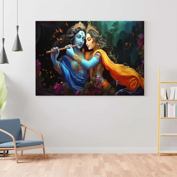 Radha Krishna Paintings For Wall Decoration With Frame Canvas Painting
