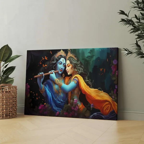Radha Krishna Paintings For Wall Decoration With Frame Canvas Painting