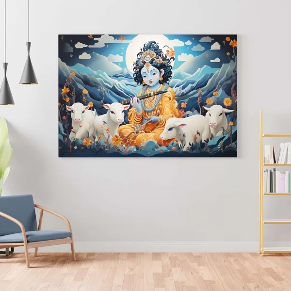 Radha Krishna Paintings For Wall Decoration With Frame Canvas Painting
