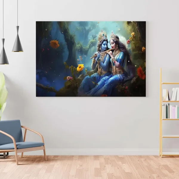 Radha Krishna Paintings For Wall Decoration With Frame Canvas Painting