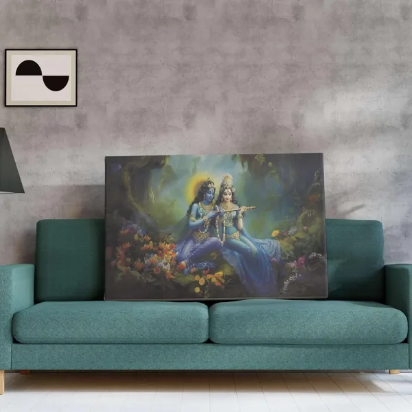 Radha Krishna Paintings For Wall Decoration With Frame Canvas Painting