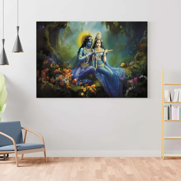 Radha Krishna Paintings For Wall Decoration With Frame Canvas Painting