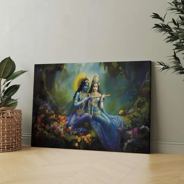 Radha Krishna Paintings For Wall Decoration With Frame Canvas Painting