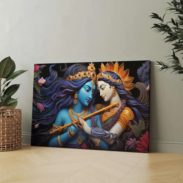 Radha Krishna Paintings For Wall Decoration With Frame Canvas Painting