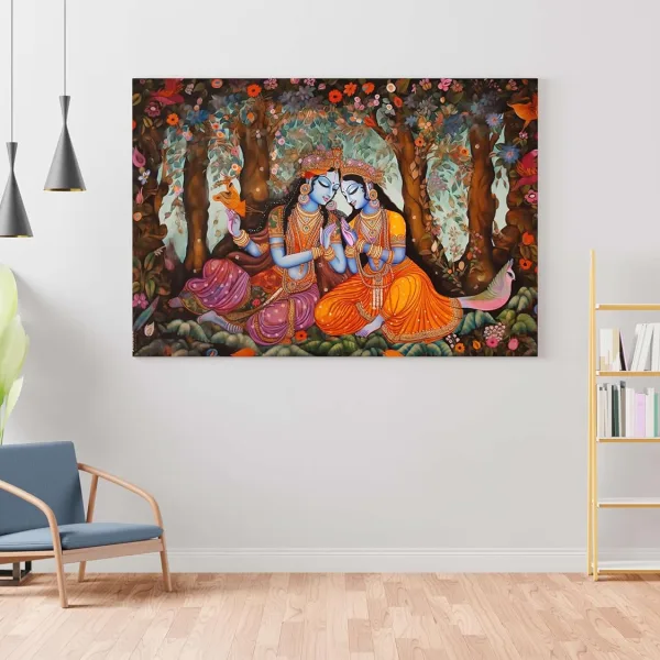 Radha Krishna Paintings For Wall Decoration With Frame Canvas Painting