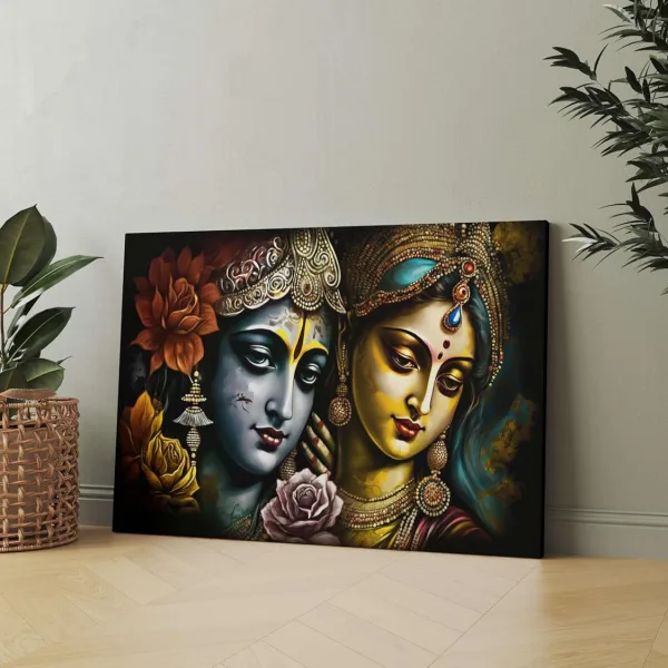 Radha Krishna Paintings For Wall Decoration With Frame Canvas Painting