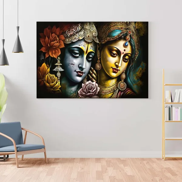 Radha Krishna Paintings For Wall Decoration With Frame Canvas Painting