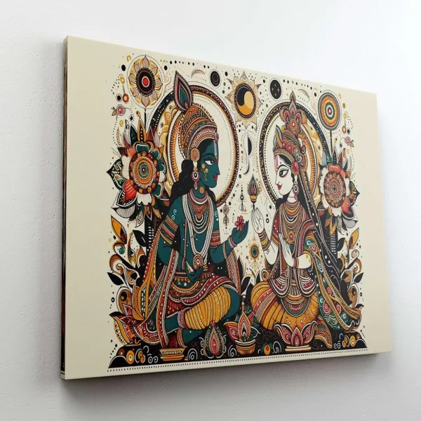 Radha Krishna Canvas Wall Painting with Frame for Home Decor