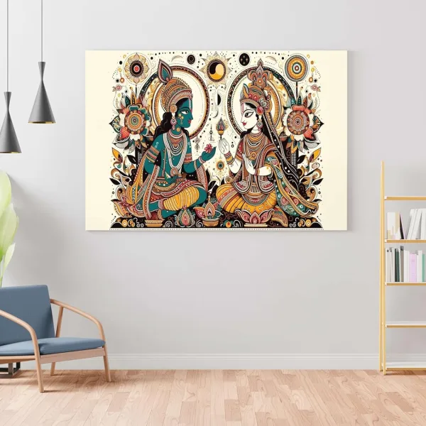 Radha Krishna Canvas Wall Painting with Frame for Home Decor