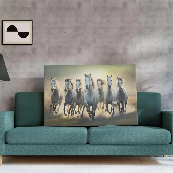 Seven Horse Painting For Wall Decoration With Frame Canvas Painting For Living Room