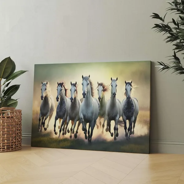 Seven Horse Painting For Wall Decoration With Frame Canvas Painting For Living Room