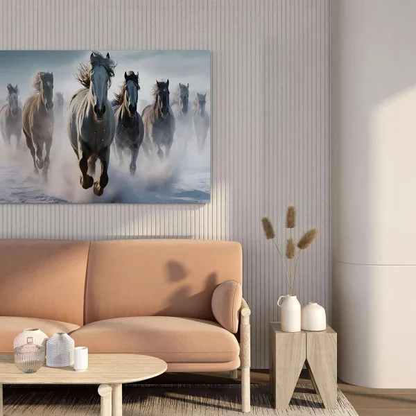 Seven Horse Painting For Wall Decoration With Frame Canvas Painting For Living Room