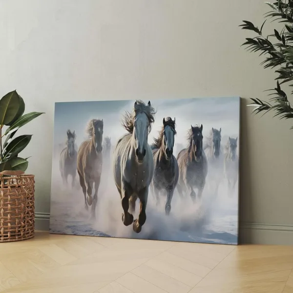 Seven Horse Painting For Wall Decoration With Frame Canvas Painting For Living Room