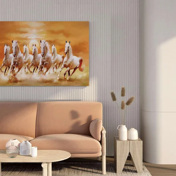 Seven Horse Painting For Wall Decoration With Frame Canvas Painting For Living Room