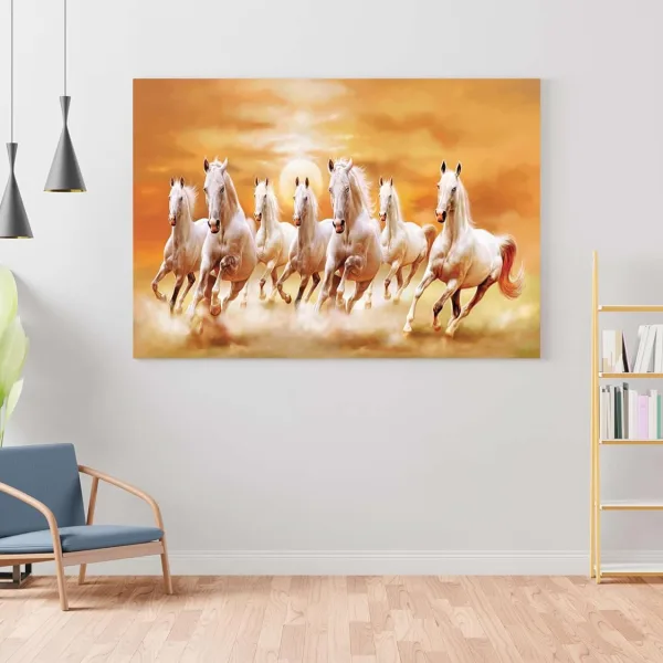 Seven Horse Painting For Wall Decoration With Frame Canvas Painting For Living Room