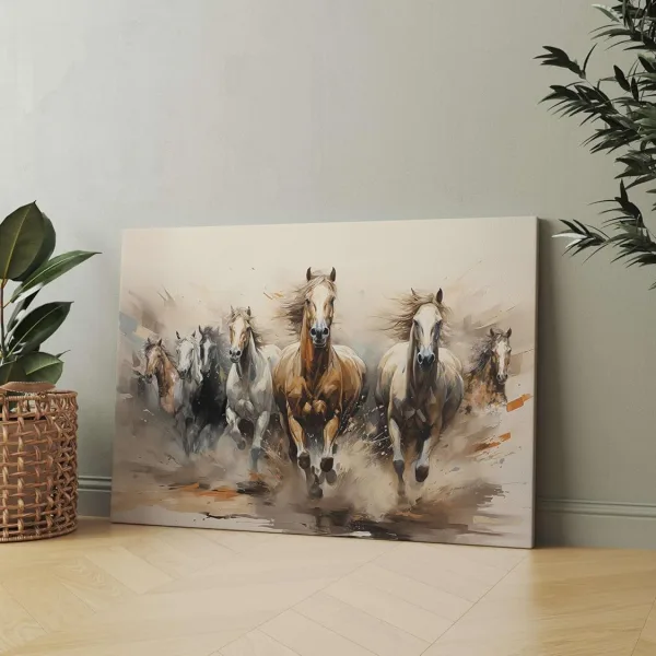 Seven Horse Painting For Wall Decoration With Frame Canvas Painting For Living Room