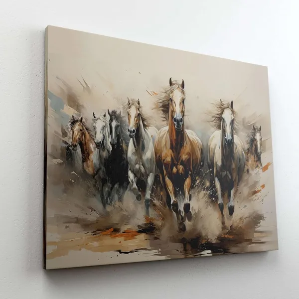 Seven Horse Canvas Wall Painting with Frame for Living Room