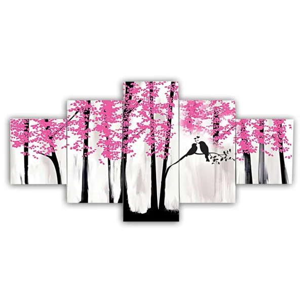 MDF Framed 3D Wall Painting Set of Five for Home Decoration, Big Size Painting for Living Room