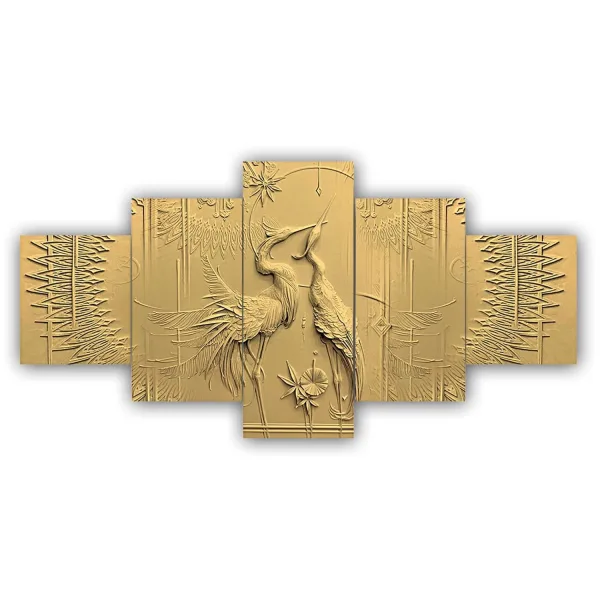 MDF Framed 3D Wall Painting Set of Five for Home Decoration, Big Size Painting for Living Room