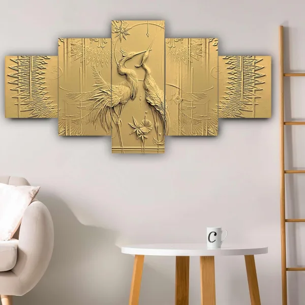 MDF Framed 3D Wall Painting Set of Five for Home Decoration, Big Size Painting for Living Room