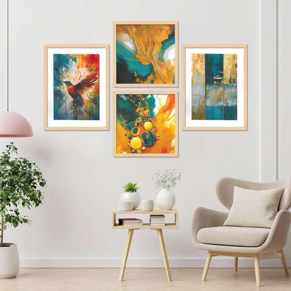 Framed Painting Set of Four for Wall Painting Decoration