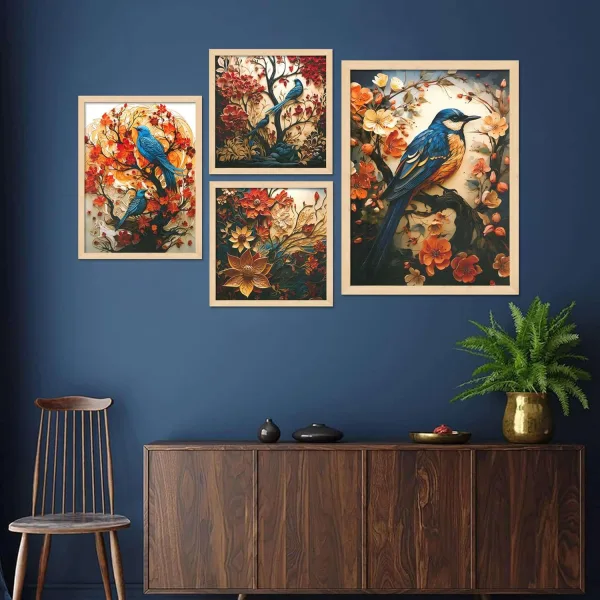 Framed Painting Set of Four for Wall Painting Decoration