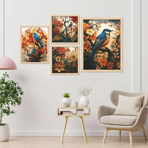 Framed Painting Set of Four for Wall Painting Decoration