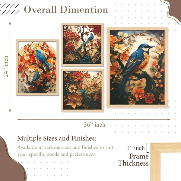 Framed Painting Set of Four for Wall Painting Decoration