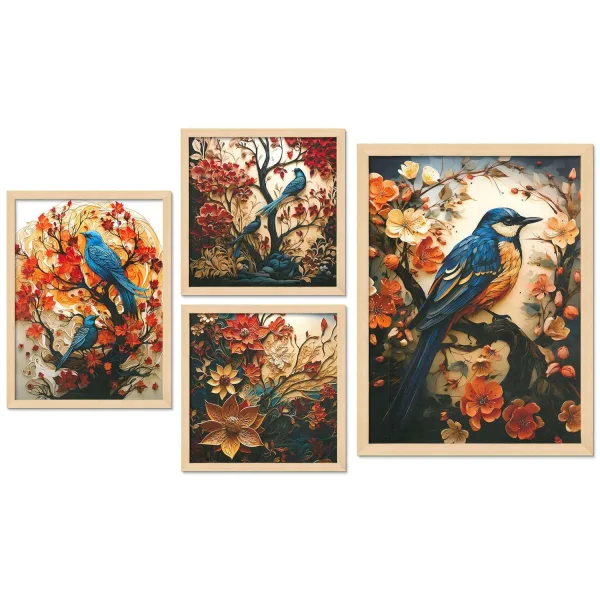 Framed Painting Set of Four for Wall Painting Decoration