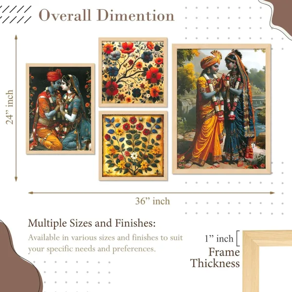 Framed Painting Set of Four for Wall Painting Decoration