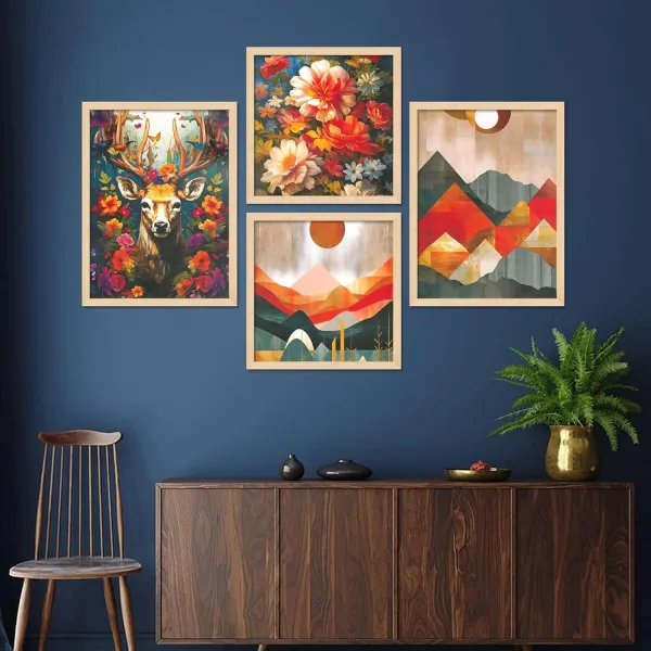 Framed Painting Set of Four for Wall Painting Decoration