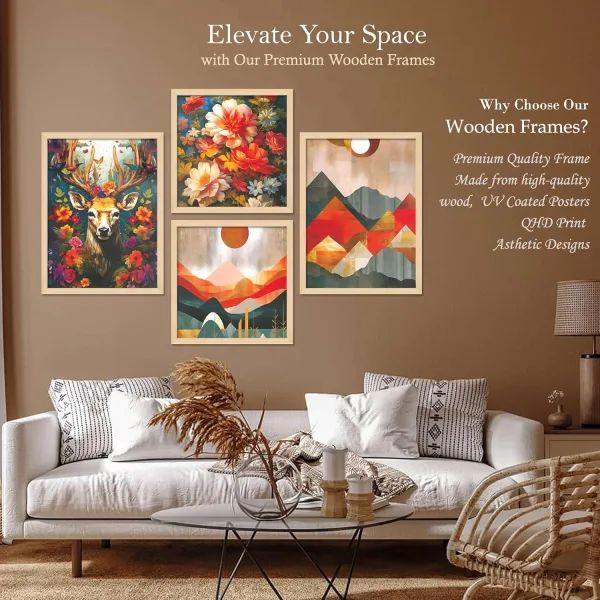 Framed Painting Set of Four for Wall Painting Decoration