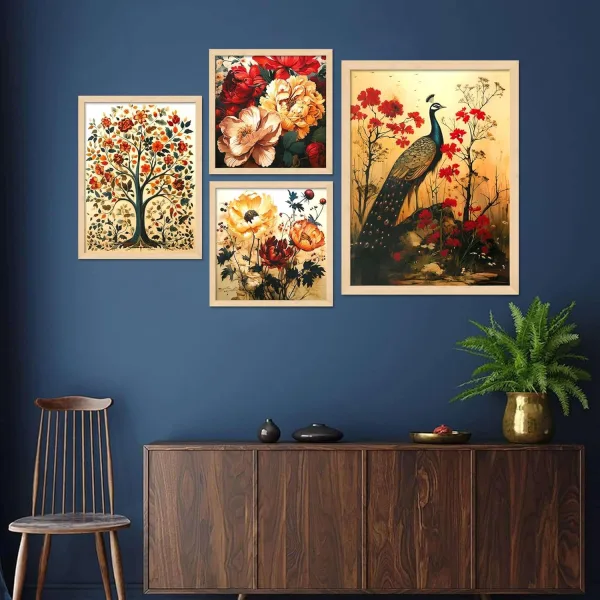 Framed Painting Set of Four for Wall Painting Decoration