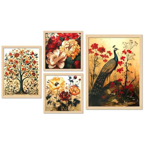 Framed Painting Set of Four for Wall Painting Decoration