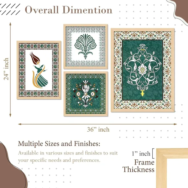 Framed Painting Set of Four for Wall Painting Decoration